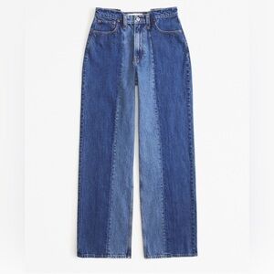 Abercrombie Curve Love High Rise Loose Jean in Dark Two Tone - size 12